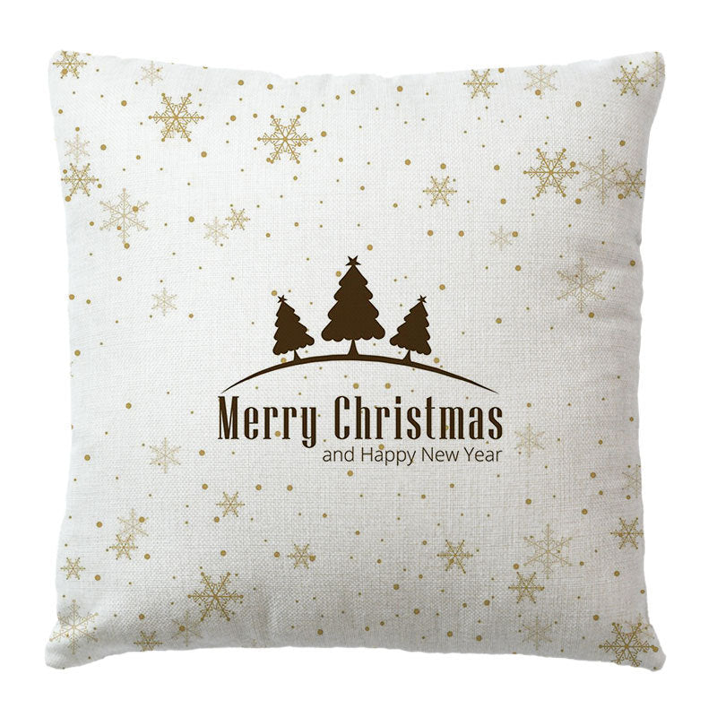 HKM-182291 Christmas Peach Skin Linen Pillowcase Cover - 45x45 cm, Multiple Color Options Available