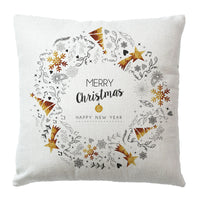HKM-182291 Christmas Peach Skin Linen Pillowcase Cover - 45x45 cm, Multiple Color Options Available