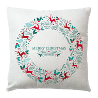 HKM-182291 Christmas Peach Skin Linen Pillowcase Cover - 45x45 cm, Multiple Color Options Available