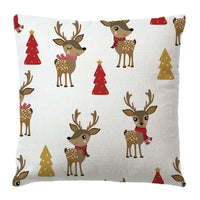 HKM-182291 Christmas Peach Skin Linen Pillowcase Cover - 45x45 cm, Multiple Color Options Available