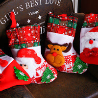 HKM-182355 Festive Cloth Christmas Ornament Socks - 25x14x19 cm