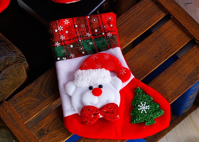 HKM-182355 Festive Cloth Christmas Ornament Socks - 25x14x19 cm