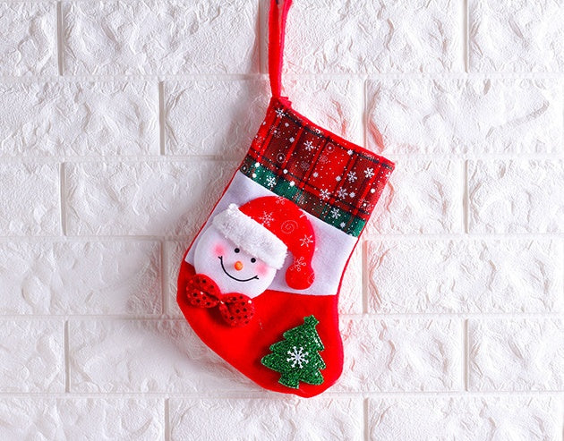HKM-182355 Festive Cloth Christmas Ornament Socks - 25x14x19 cm