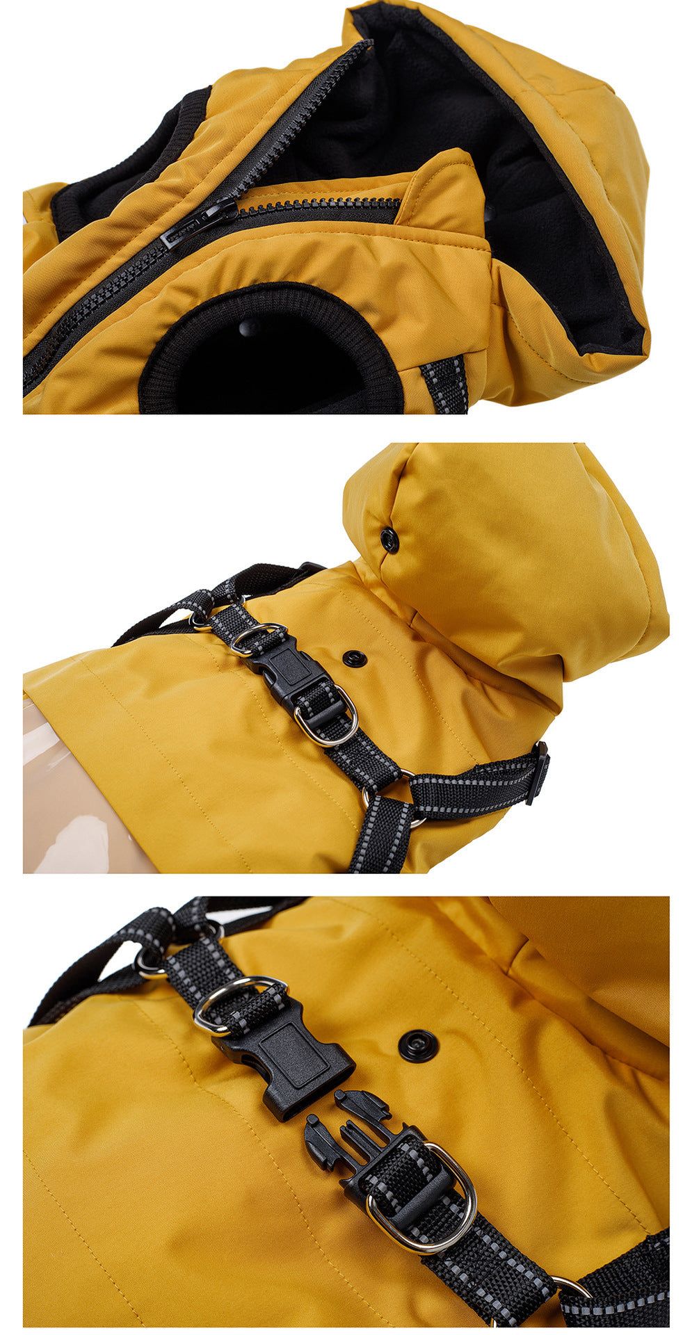 HKM-182355 Raincoat for Small and Medium Dogs - Strap Traction, Polyester Fabric in Brick Red, Turmeric, Fog Blue, Sizes S-XXL