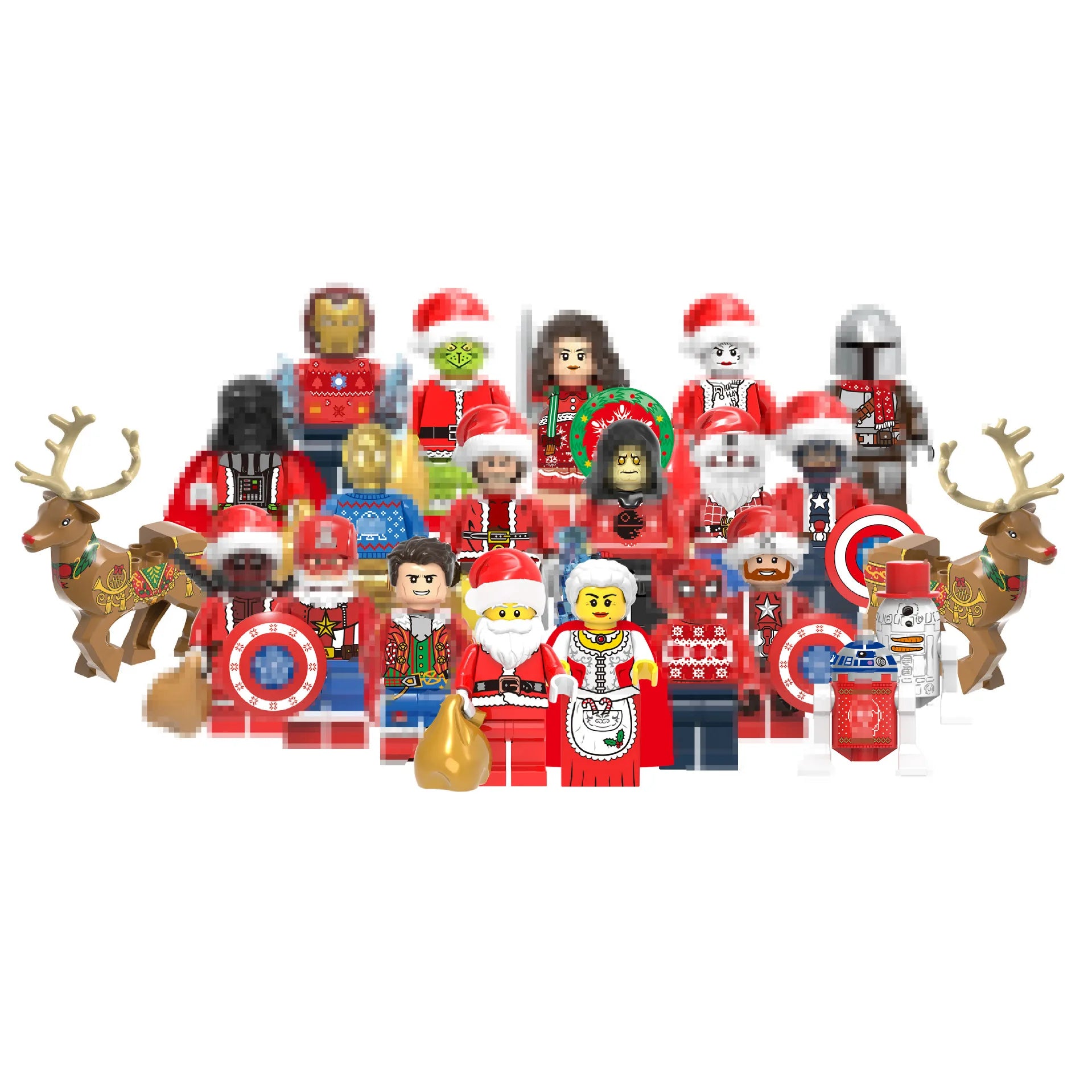 KTX-182739 Christmas Deer Santa Claus Building Toy Set for Kids - DIY Action Figure Assembly with Eco-Friendly Materials