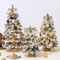 HKM-183187 Flocking Mini PVC Pointed Christmas Tree Decorations - Gold, Golden Red, Golden Brown - 60cm