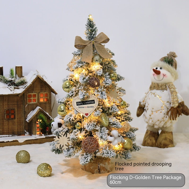 HKM-183187 Flocking Mini PVC Pointed Christmas Tree Decorations - Gold, Golden Red, Golden Brown - 60cm