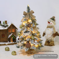 HKM-183187 Flocking Mini PVC Pointed Christmas Tree Decorations - Gold, Golden Red, Golden Brown - 60cm