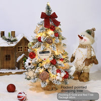 HKM-183187 Flocking Mini PVC Pointed Christmas Tree Decorations - Gold, Golden Red, Golden Brown - 60cm