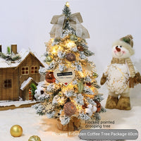 HKM-183187 Flocking Mini PVC Pointed Christmas Tree Decorations - Gold, Golden Red, Golden Brown - 60cm