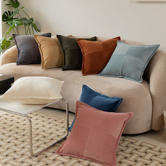 HKM-183187 Modern Minimalist 45x45cm Solid Color Sofa Cushion in Beige, Pink, Blue, Green, Caramel, Indigo, Camel, Smoky Gray