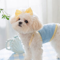 HKM-183315 Heart Relief Bow Suspenders Vest for Small Dogs in Bundy Blue, A & L Pink, Rock Yellow - XS to XXL Sizes
