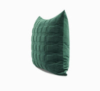 HKM-183443 Dark Green Geometric Quilted Pillow Cover with Optional Insert – 45cm, 50cm, 55cm Sizes