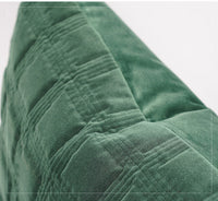 HKM-183443 Dark Green Geometric Quilted Pillow Cover with Optional Insert – 45cm, 50cm, 55cm Sizes