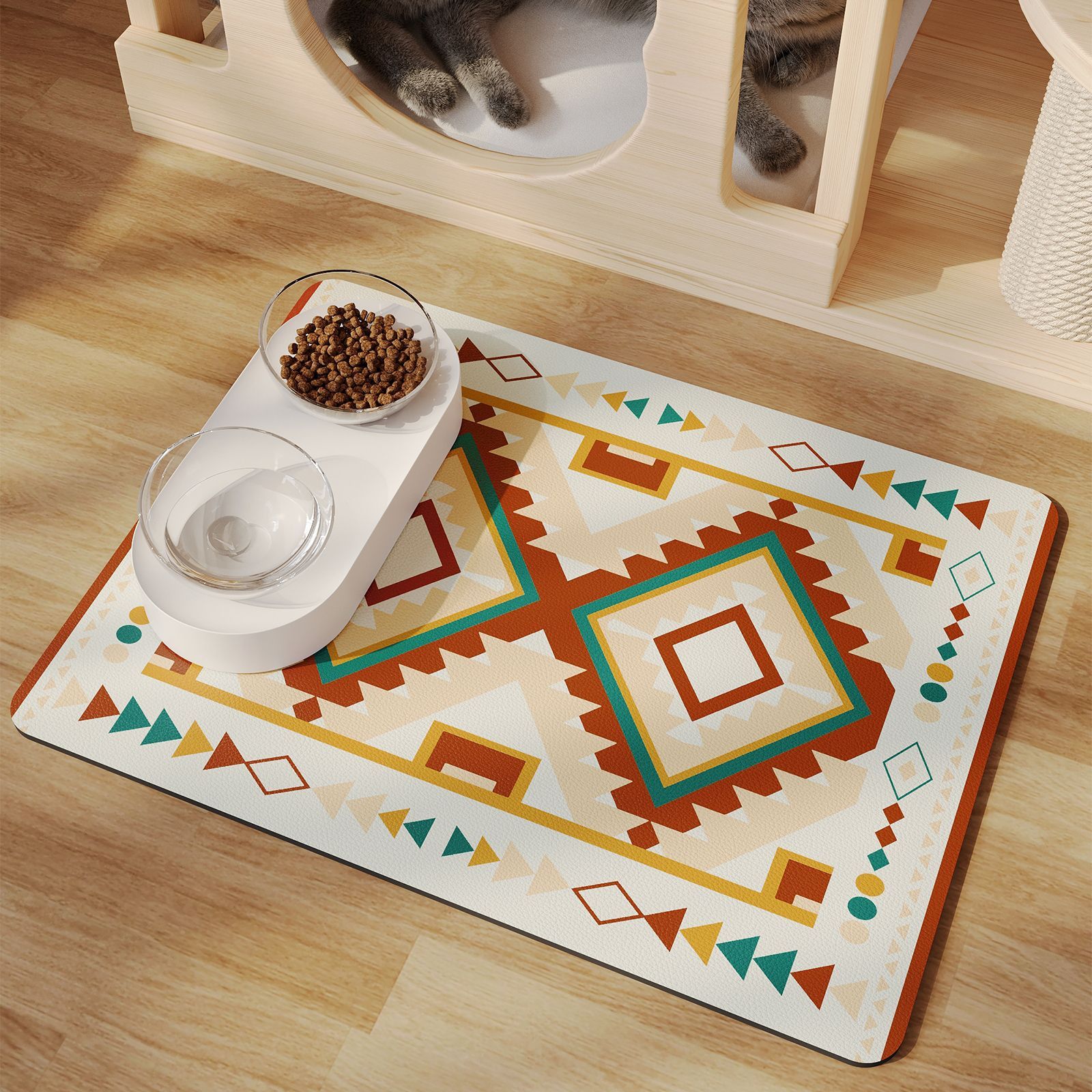 HKM-183443 Minimalist Pet Feeding Mat Repeated Washing Water-absorbing Non-slip Mat Rest Sleep