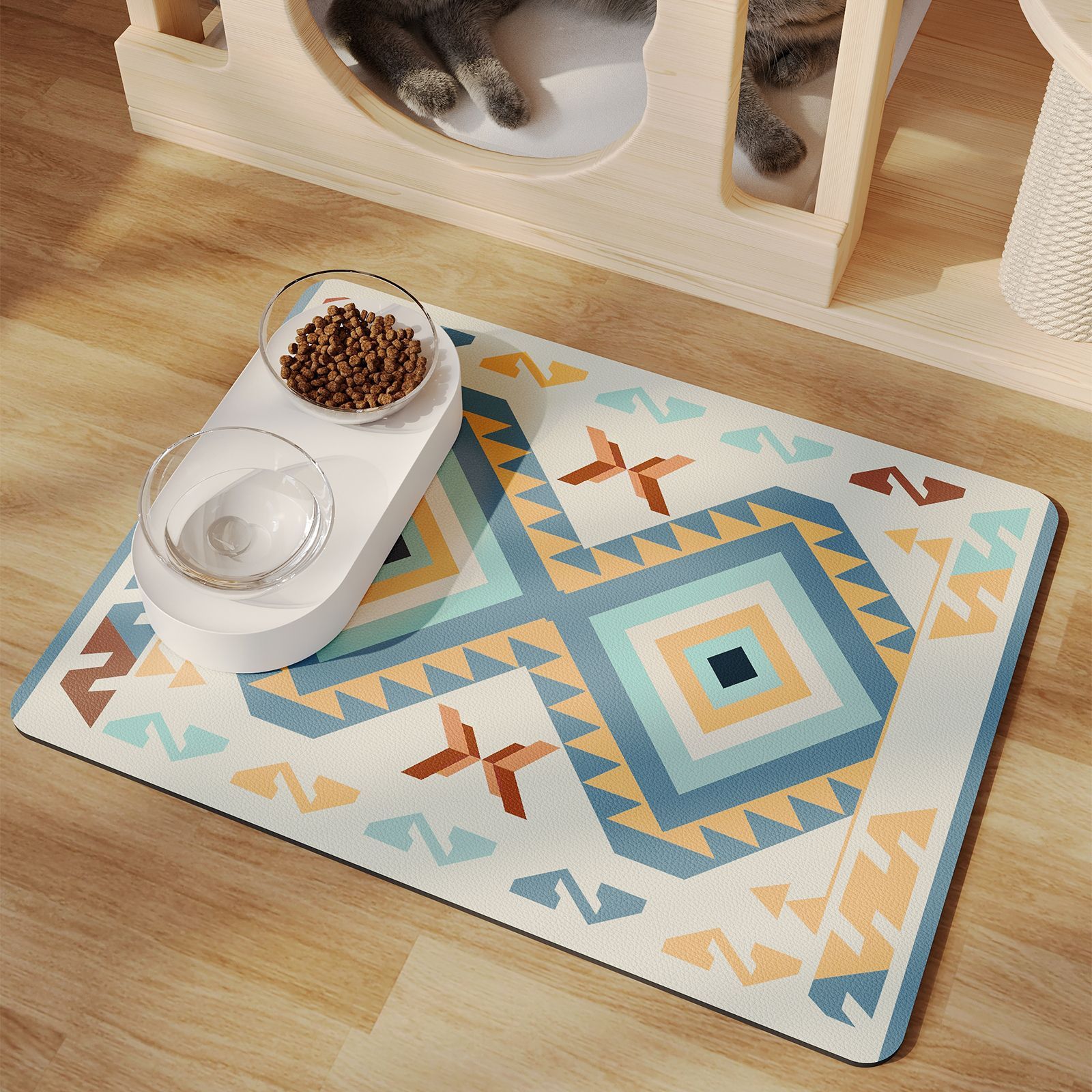 HKM-183443 Minimalist Pet Feeding Mat Repeated Washing Water-absorbing Non-slip Mat Rest Sleep