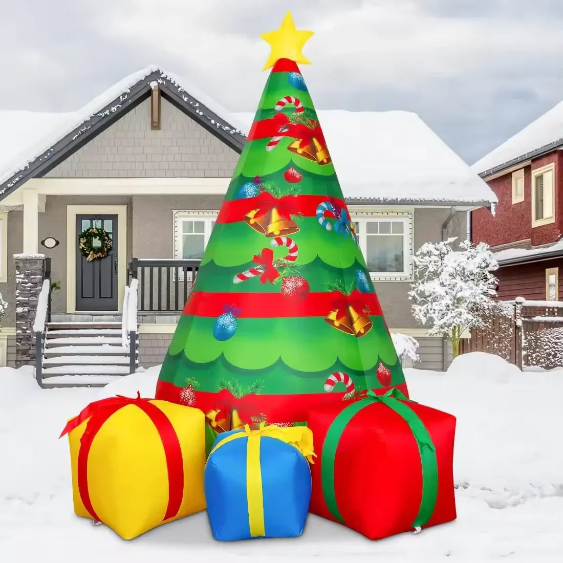 KTX-183507 7 FT Inflatable Christmas Tree with Built-in LEDs for Outdoor Holiday Decoration