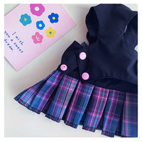 HKM-183507 Stylish Purple Leisure Clothes for Small Pomeranian and Bichon Dogs with Skirt and Leash