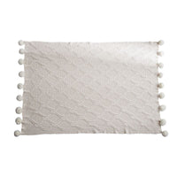 HKM-183891 Chenille Knitted Air Conditioning Blanket - Soft Polyester, Pastoral Style, White, 180cm x 200-220cm