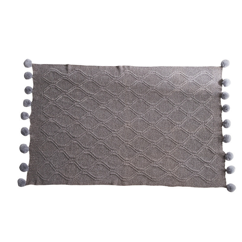 HKM-183891 Chenille Knitted Air Conditioning Blanket - Soft Polyester, Pastoral Style, White, 180cm x 200-220cm