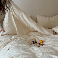 HKM-183891 Class A Cotton Jacquard Four-Piece Bedding Set in Bright Yellow with Tree Pattern