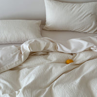 HKM-183891 Class A Cotton Jacquard Four-Piece Bedding Set in Bright Yellow with Tree Pattern