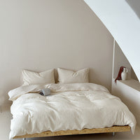 HKM-183891 Class A Cotton Jacquard Four-Piece Bedding Set in Bright Yellow with Tree Pattern
