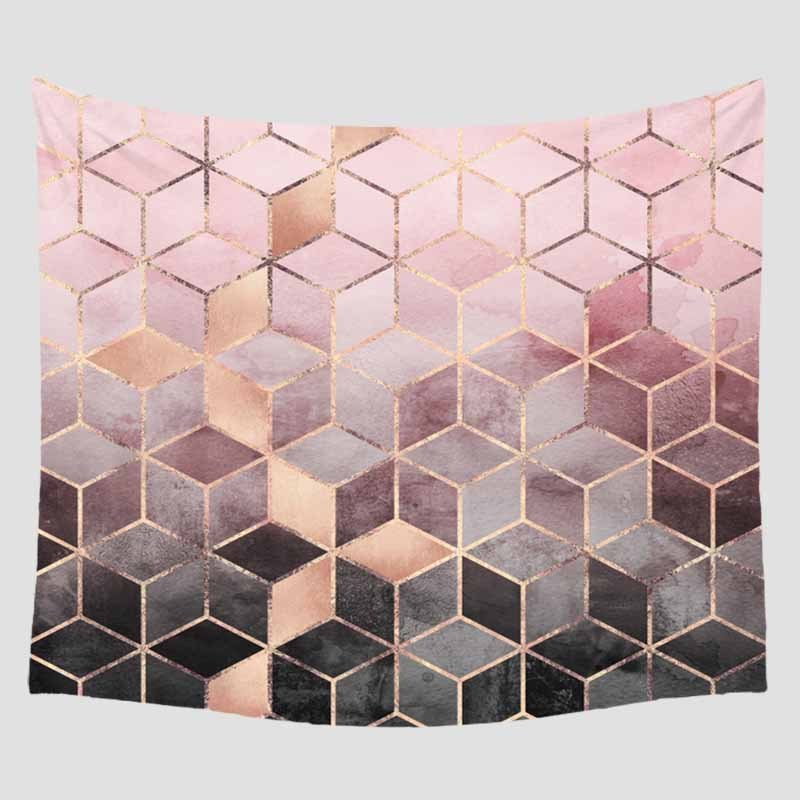 HKM-183891 Geometric Abstract Polyester Tapestries for Modern Bedroom Decor - Multiple Sizes Available