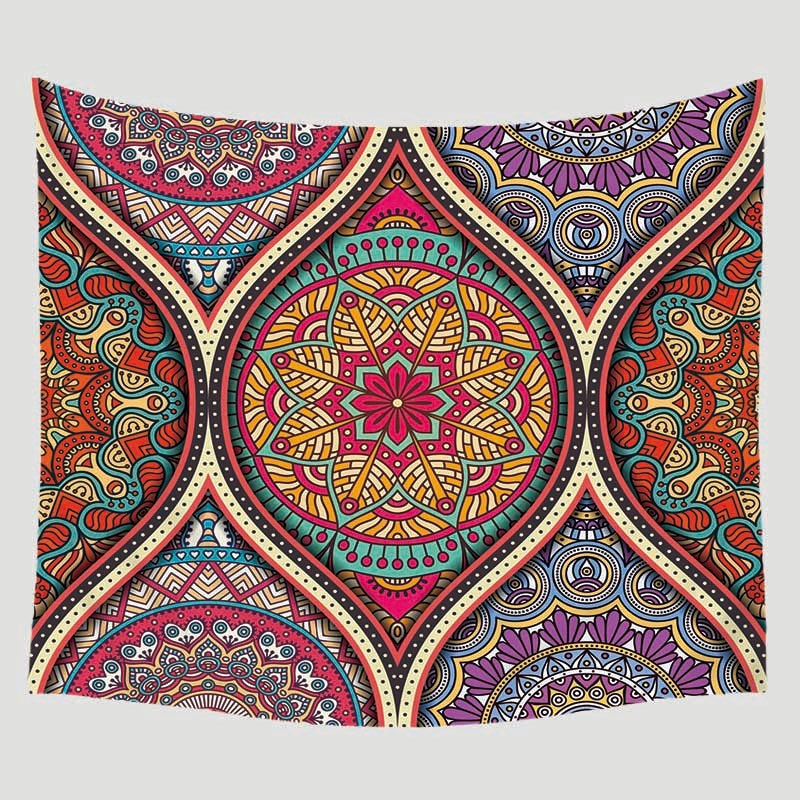 HKM-183891 Geometric Abstract Polyester Tapestries for Modern Bedroom Decor - Multiple Sizes Available