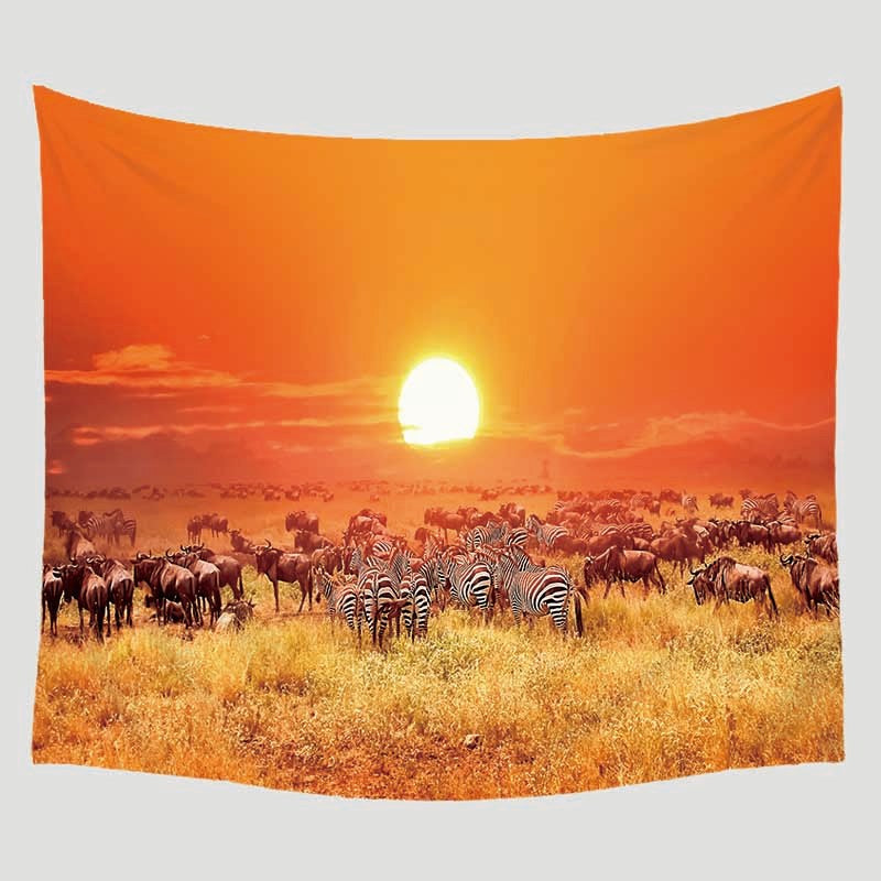HKM-183891 Geometric Abstract Polyester Tapestries for Modern Bedroom Decor - Multiple Sizes Available