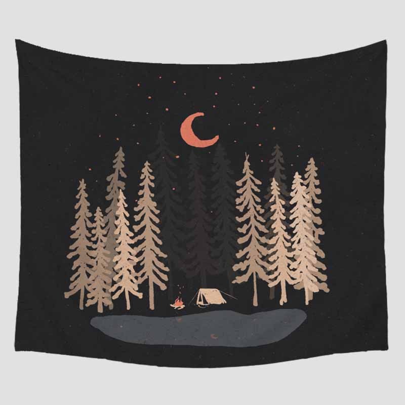 HKM-183891 Geometric Abstract Polyester Tapestries for Modern Bedroom Decor - Multiple Sizes Available