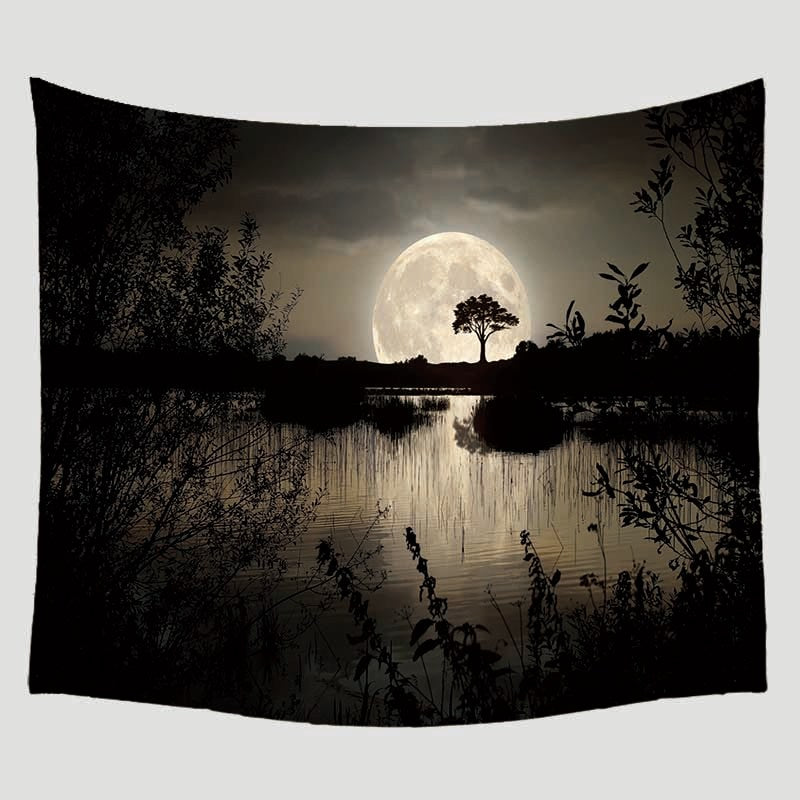 HKM-183891 Geometric Abstract Polyester Tapestries for Modern Bedroom Decor - Multiple Sizes Available