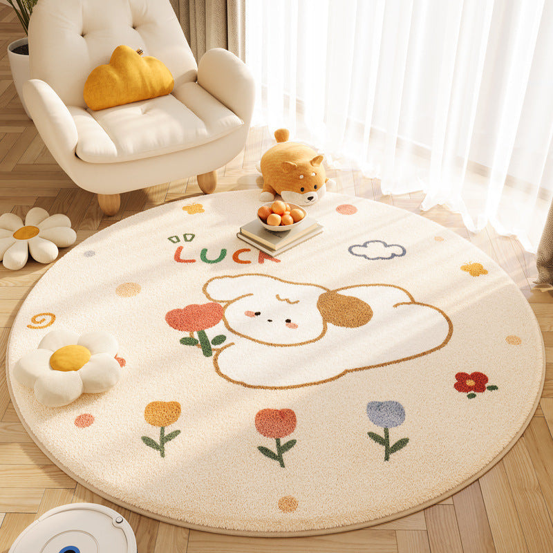 HKM-183955 Circular Cashmere Carpet with Cartoon Anime Patterns, Multiple Sizes Available, Soft and Easy to Clean