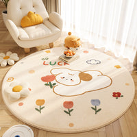 HKM-183955 Circular Cashmere Carpet with Cartoon Anime Patterns, Multiple Sizes Available, Soft and Easy to Clean