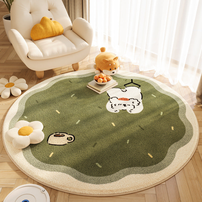 HKM-183955 Circular Cashmere Carpet with Cartoon Anime Patterns, Multiple Sizes Available, Soft and Easy to Clean