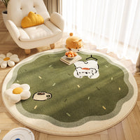 HKM-183955 Circular Cashmere Carpet with Cartoon Anime Patterns, Multiple Sizes Available, Soft and Easy to Clean