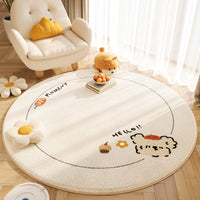 HKM-183955 Circular Cashmere Carpet with Cartoon Anime Patterns, Multiple Sizes Available, Soft and Easy to Clean