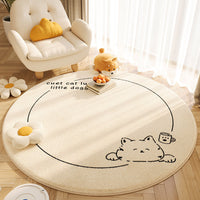 HKM-183955 Circular Cashmere Carpet with Cartoon Anime Patterns, Multiple Sizes Available, Soft and Easy to Clean