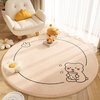 HKM-183955 Circular Cashmere Carpet with Cartoon Anime Patterns, Multiple Sizes Available, Soft and Easy to Clean