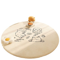 HKM-183955 Circular Cashmere Carpet with Cartoon Anime Patterns, Multiple Sizes Available, Soft and Easy to Clean