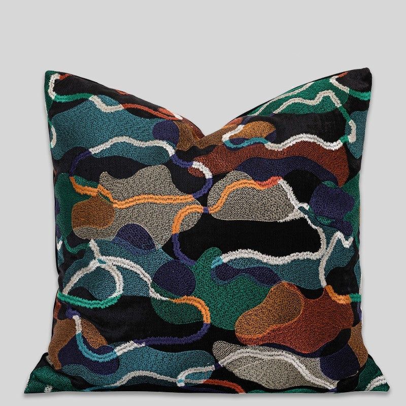 HKM-184019 Abstract Cloud Design Chenille Embroidered Throw Pillow Cover - 45x45cm, 30x50cm