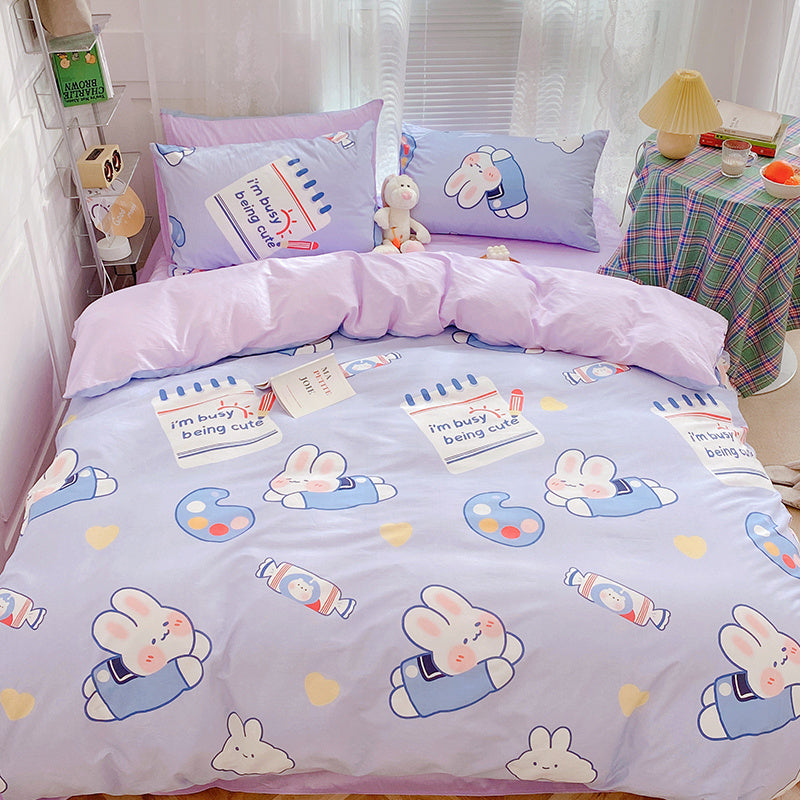 HKM-184211 Pure Cotton Four-Piece Cartoon Duvet Cover Set for Kids' Beds, Various Adorable Designs