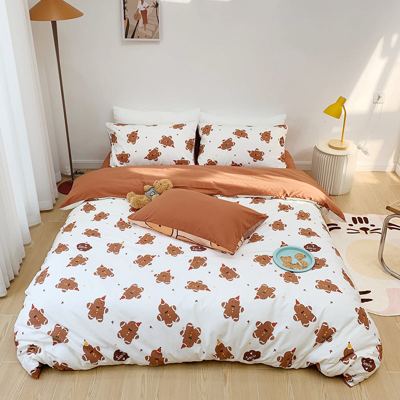 HKM-184211 Pure Cotton Four-Piece Cartoon Duvet Cover Set for Kids' Beds, Various Adorable Designs
