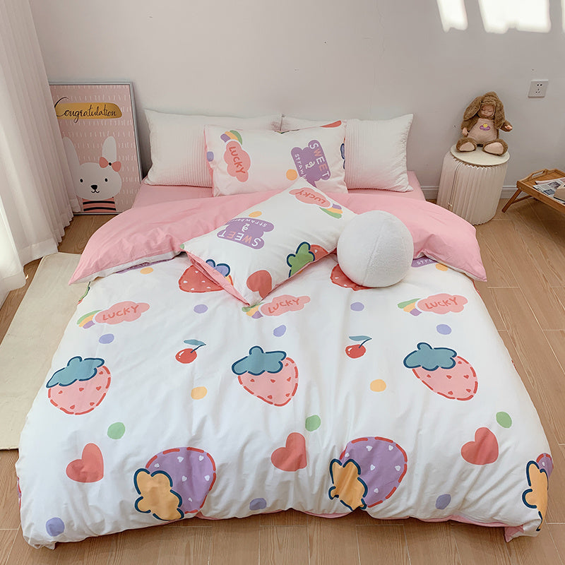 HKM-184211 Pure Cotton Four-Piece Cartoon Duvet Cover Set for Kids' Beds, Various Adorable Designs