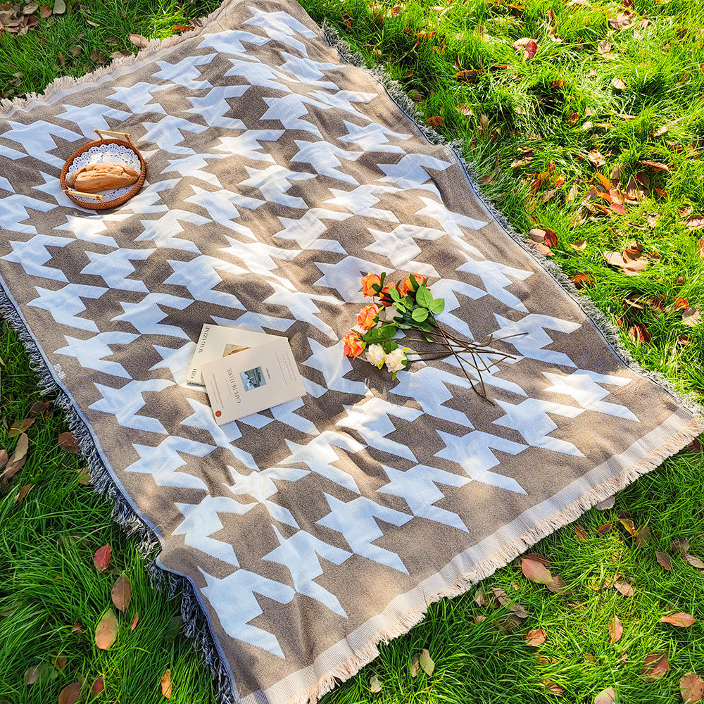 HKM-184275 Bohemian Knitted Chenille Camping Rugs in Various Colors and Sizes