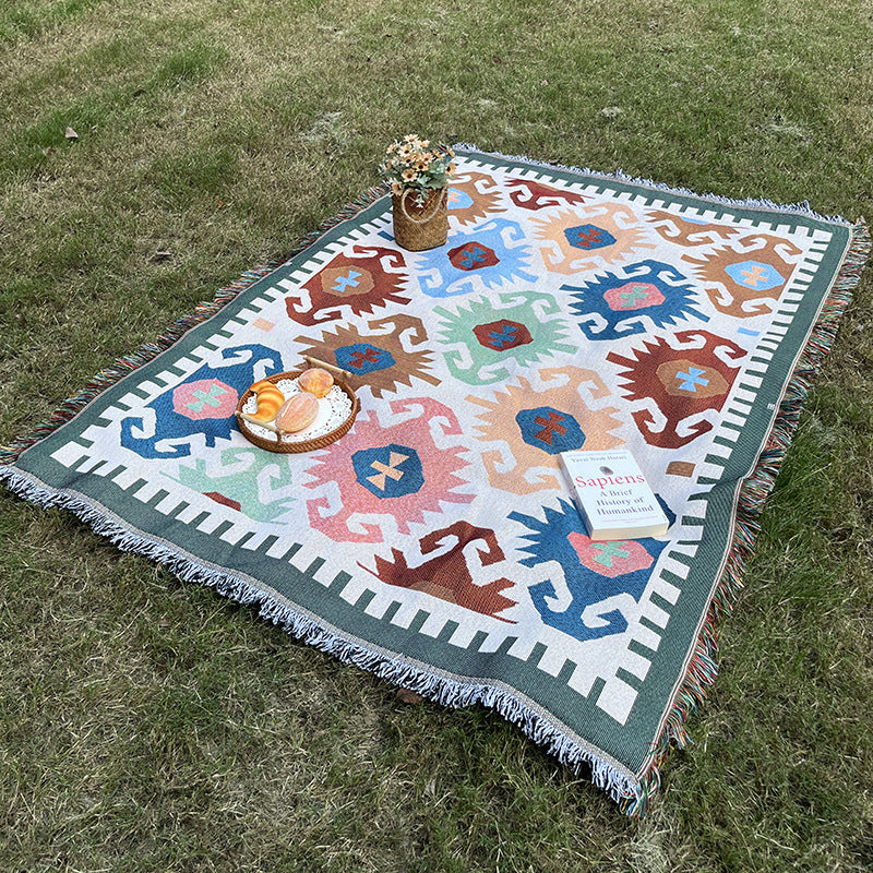 HKM-184275 Bohemian Knitted Chenille Camping Rugs in Various Colors and Sizes