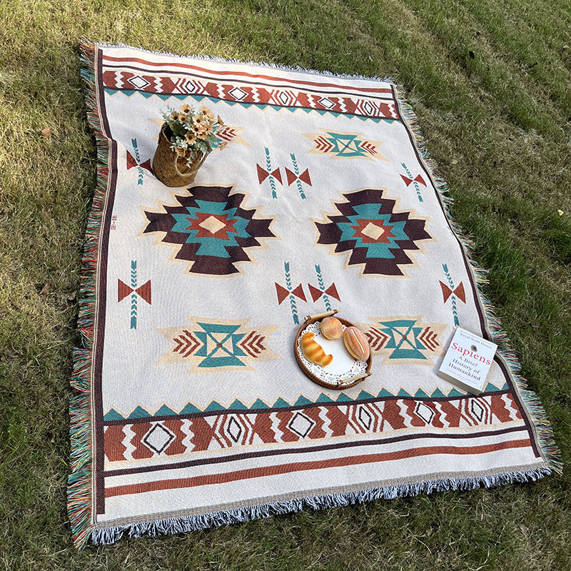 HKM-184275 Bohemian Knitted Chenille Camping Rugs in Various Colors and Sizes