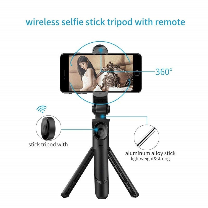 HKM-184275 Portable Bluetooth Selfie Stick with Remote Control - Black & White Options