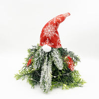 HKM-184339 Golden Green Christmas Plant Decoration with Lights - Faceless Elderly Doll Ornament