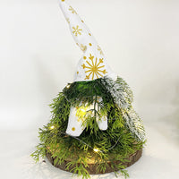 HKM-184339 Golden Green Christmas Plant Decoration with Lights - Faceless Elderly Doll Ornament